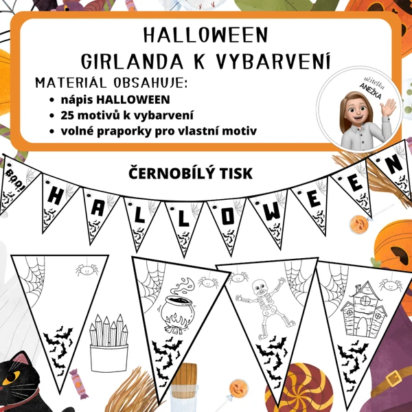HALLOWEEN GIRLANDA - OMALOVÁNKA