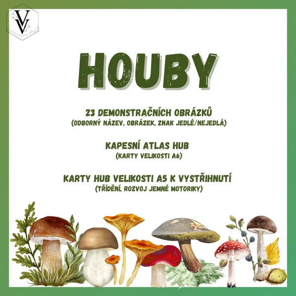 Houby - demonstrační karty a atlas do kapsy