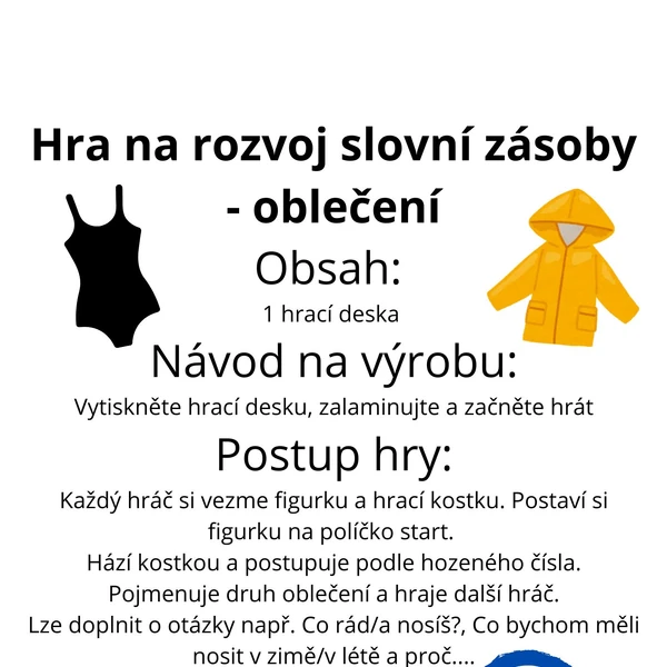 Hra na rozvoj slovní zásoby - oblečení