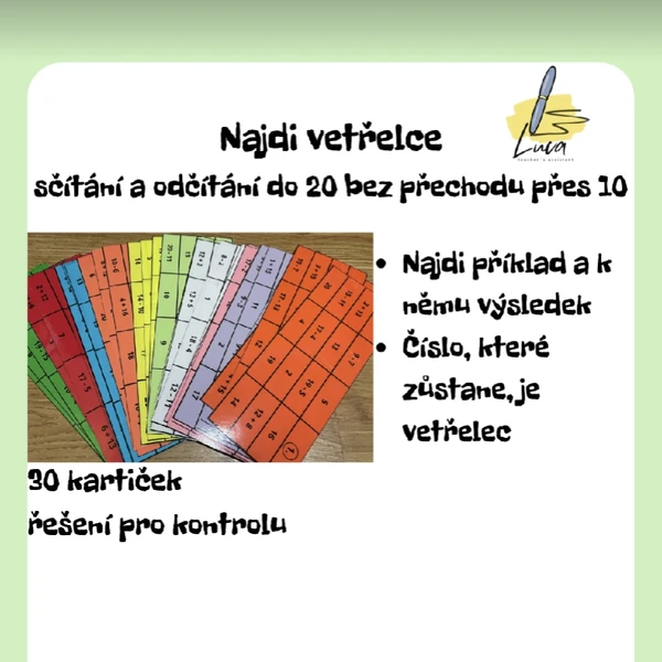 Najdi vetřelce - sčítání a odčítání do 20 bez přechodu přes 10
