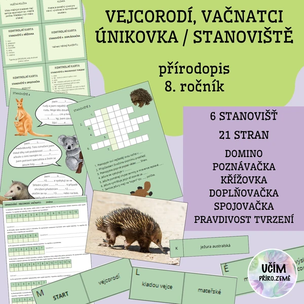Únikovka - vejcorodí, vačnatci