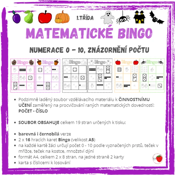 Matematické BINGO - určování počtu 0 - 10