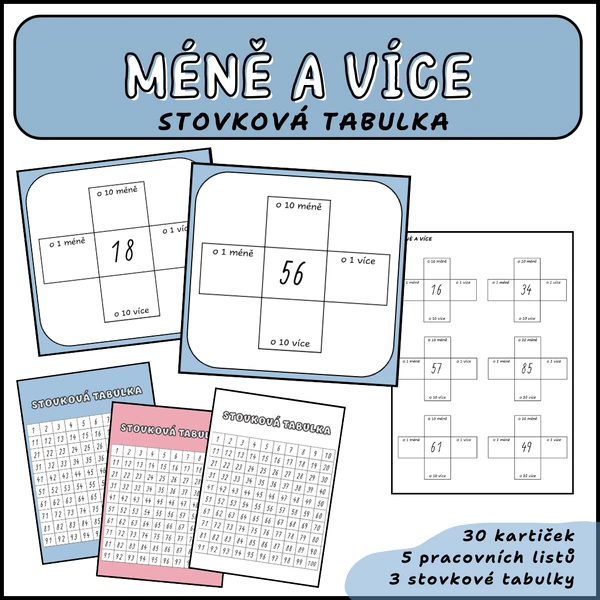 Stovková tabulka - méně a více