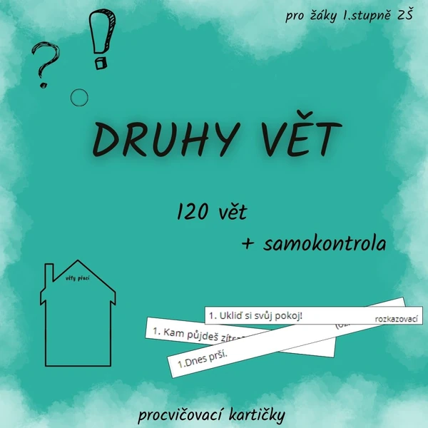 Druhy vět - kartičky se samokontrolou