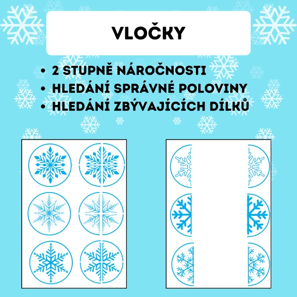 Vločky - hledání stejných dílků