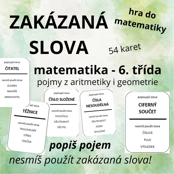 ZAKÁZANÁ SLOVA - matematika 6. ročník (hra na zopakování matematických pojmů)
