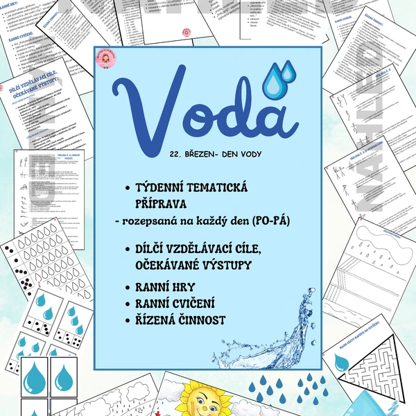 Kompletní příprava do MŠ- VODA, DEN VODY, KOLOBĚH VODY, KAPKA VODY