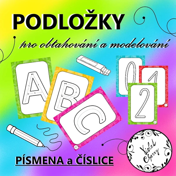 Podložky pro obtahování a modelování: Velká tiskací abeceda a číslice