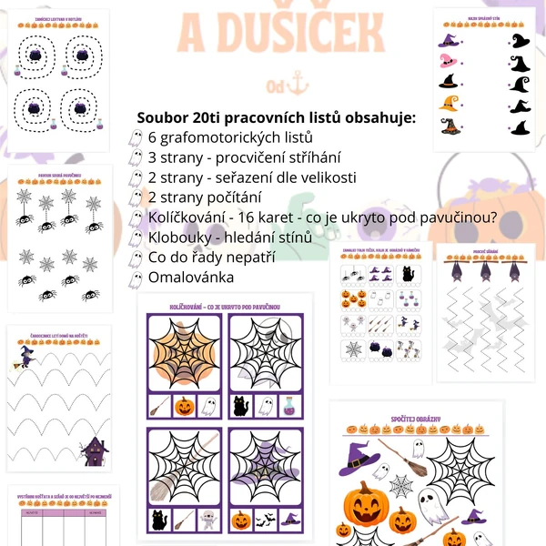 ČAS STRAŠIDÝLEK A DUŠIČEK - pracovní listy