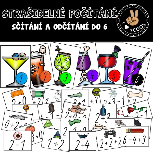 Strašidelné počítání - sčítání a odčítání do 6