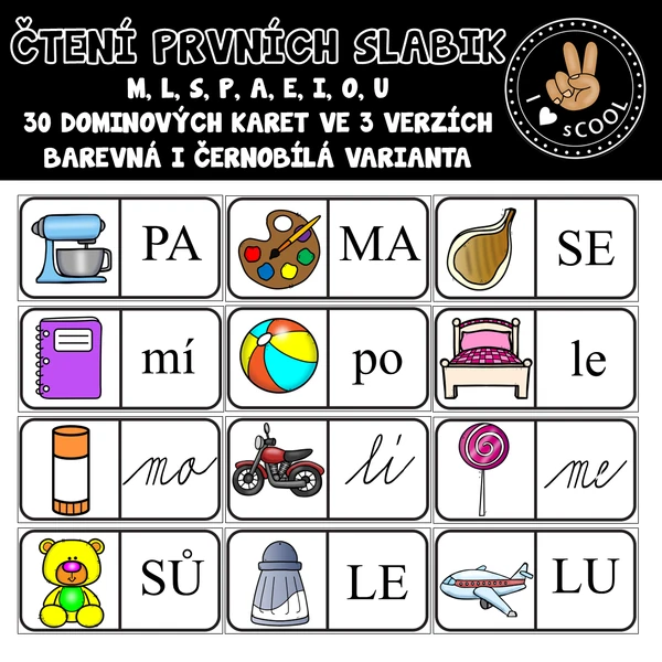 První čtení slabik - domino