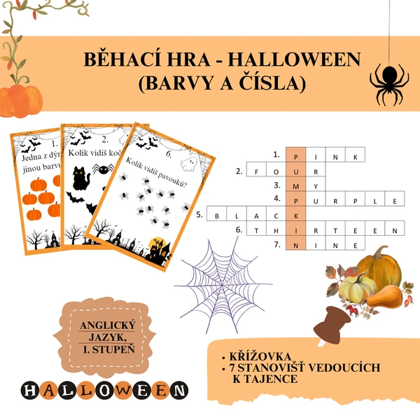 Běhací hra - HALLOWEEN (Barvy a čísla)
