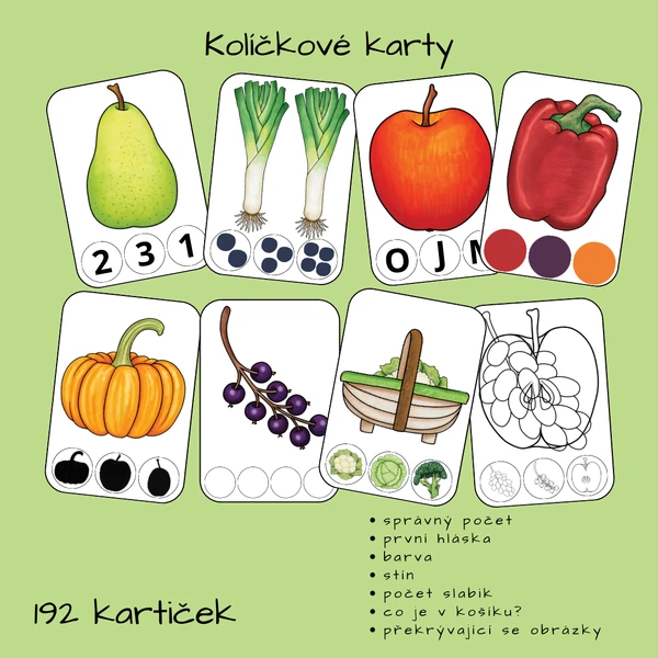 Kolíčkovací karty - OVOCE A ZELENINA