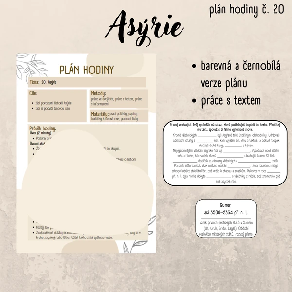 Plán hodiny (20) - 6. třída - Asýrie