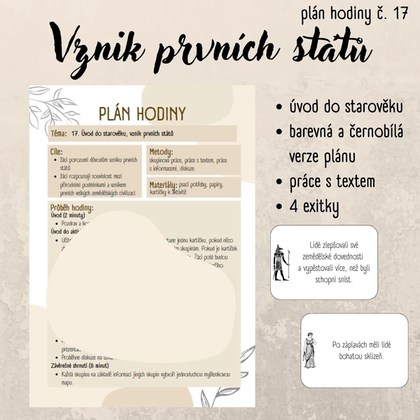 Plán hodiny (17) - úvod do starověku - vznik prvních států
