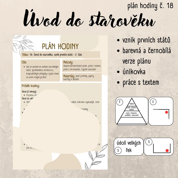 Plán hodiny (18) - starověk - vznik prvních států - únikovka