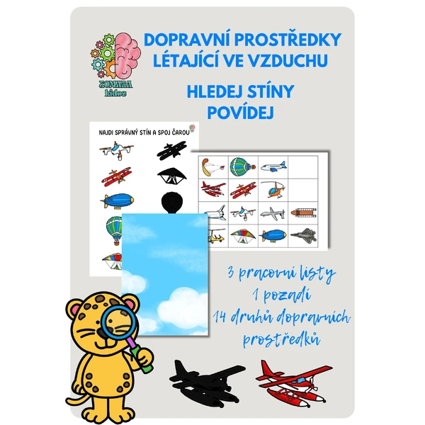 Dopravní prostředky létající ve vzduchu - hledej stíny a povídej