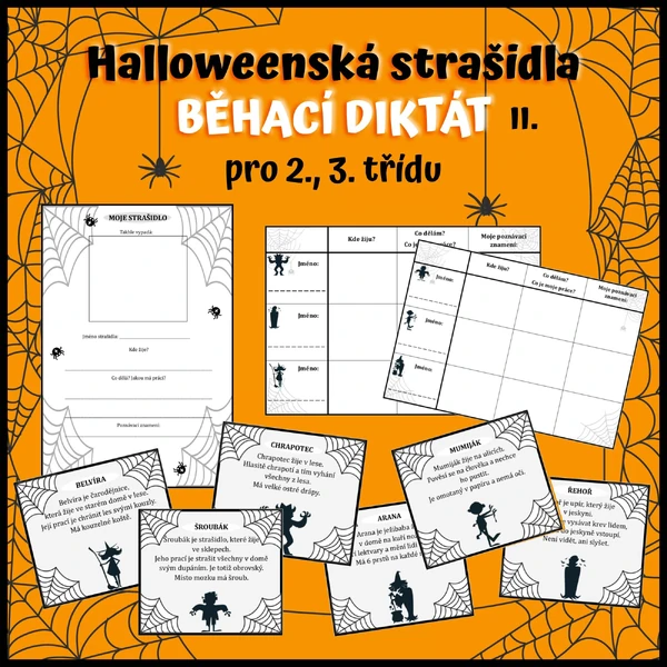 Halloweenská strašidla - běhací diktát