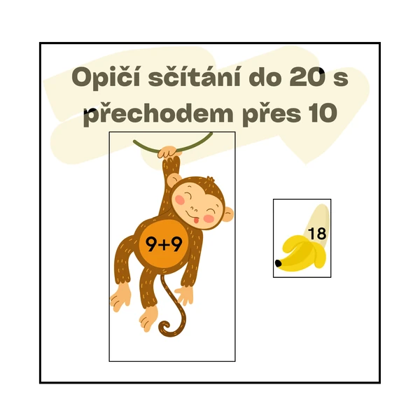 Opičí sčítání do 20 s přechodem přes 10