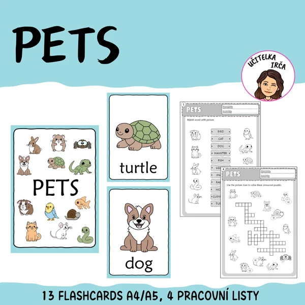 Pets - flashcards, worksheets