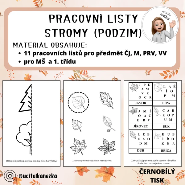 PRACOVNÍ LISTY - STROMY (PODZIM)