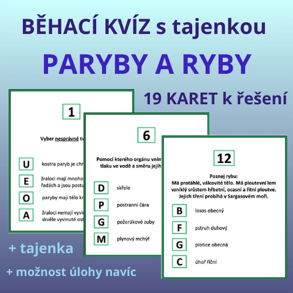BĚHACÍ KVÍZ s tajenkou – PARYBY, RYBY