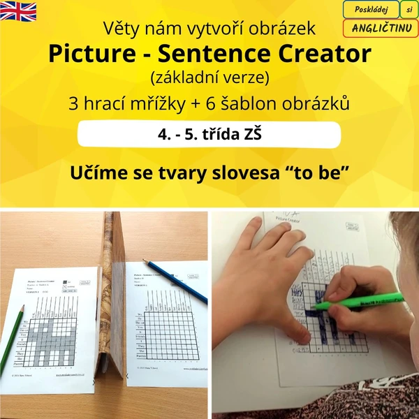 Picture-Sentence Creator - z vět vznikají obrázky (procvičujeme sloveso "to be")