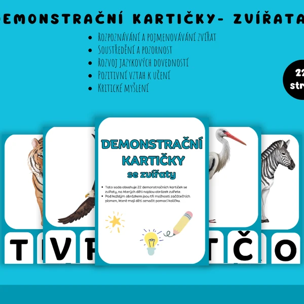 Demonstrační kartičky, kolíčkování - zvířata