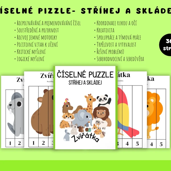 Číselné puzzle - zvířátka