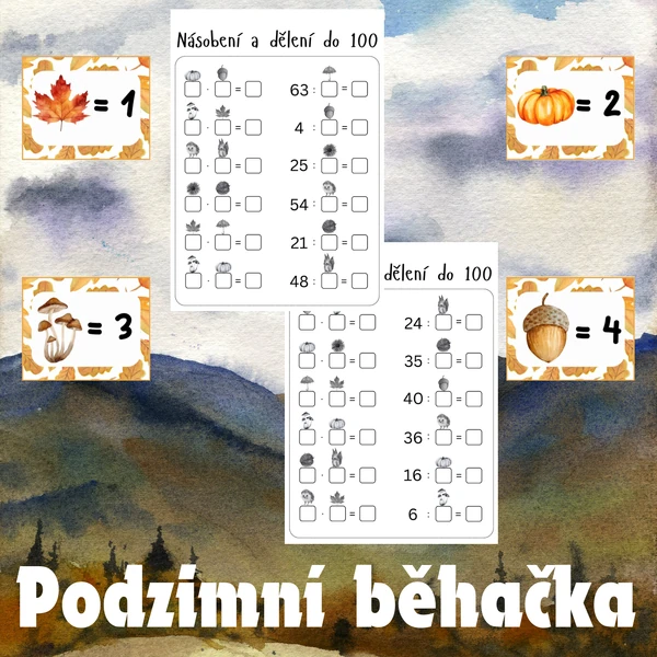 Podzimní běhačka - násobení a dělení do 100