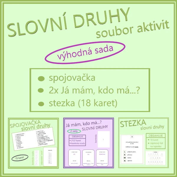 Slovní druhy - soubor aktivit