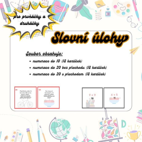 Slovní úlohy pro prvňáčky a druháčky (i s řešením pro sebekontrolu)
