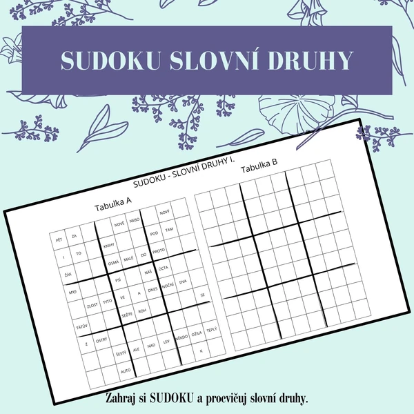 SUDOKU - slovní druhy