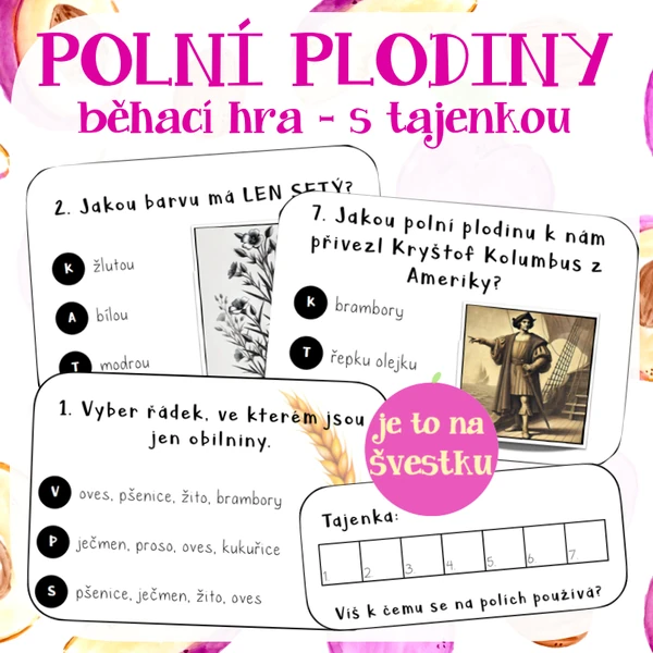 Polní užitkové plodiny - běhací hra s tajenkou