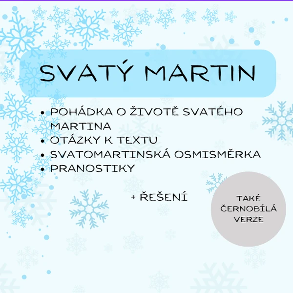 Svatý Martin - práce s textem, osmisměrka, pranostiky