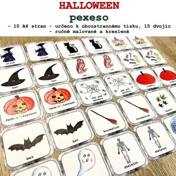 Halloween - pexeso (angličtina)