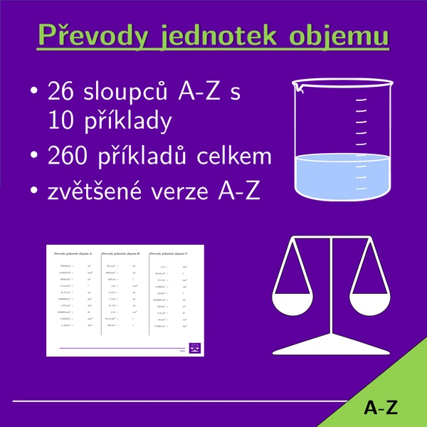 Převody jednotek objemu | matematika | 26 sloupců