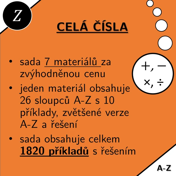 Celá čísla | matematika | zvýhodněná sada