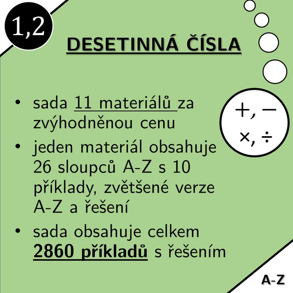 Desetinná čísla | matematika | zvýhodněná sada