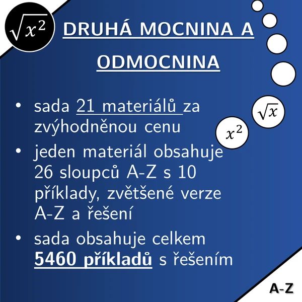 Druhá mocnina a odmocnina | matematika | zvýhodněná sada