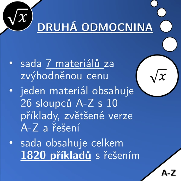 Druhá odmocnina | matematika | zvýhodněná sada
