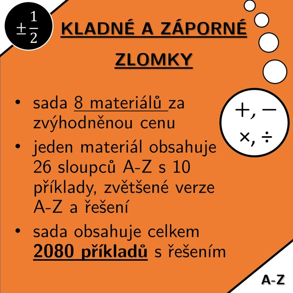 Kladné a záporné zlomky | matematika | zvýhodněná sada