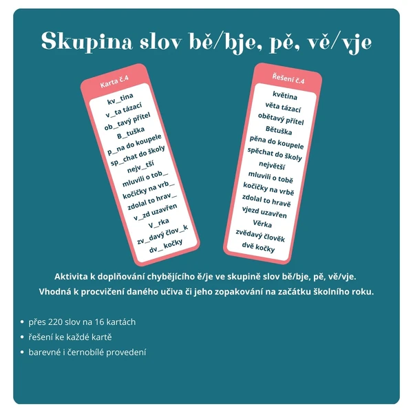 Skupina slov bě/bje, pě, vě/vje