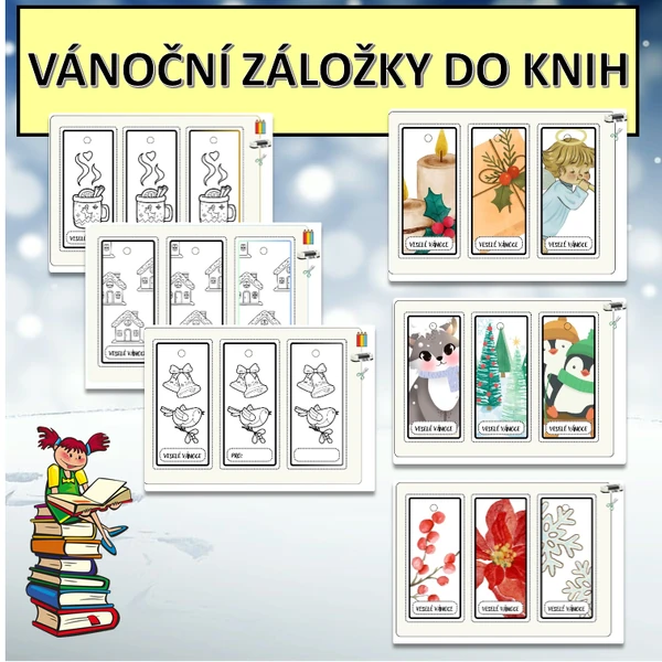 VÁNOČNÍ ZÁLOŽKY DO KNIH