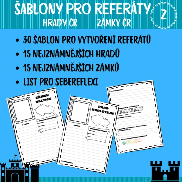 Hrady a zámky ČR - pracovní listy na referát
