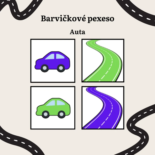 Barvičkové pexeso - Auta