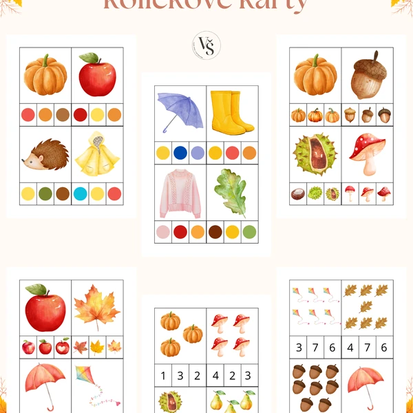 Podzim - kolíčkové kartičky