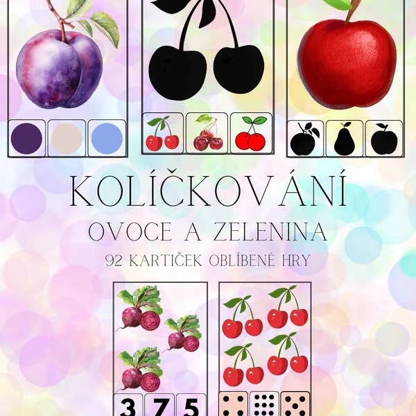 Kolíčkování - Ovoce a zelenina - 92 kartiček