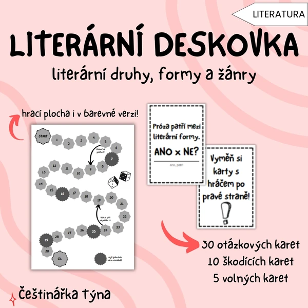 Literární desková hra - literární druhy, formy a žánry