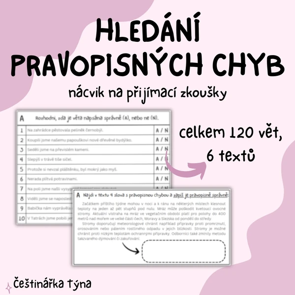 Hledání pravopisných chyb - procvičování na přijímací zkoušky